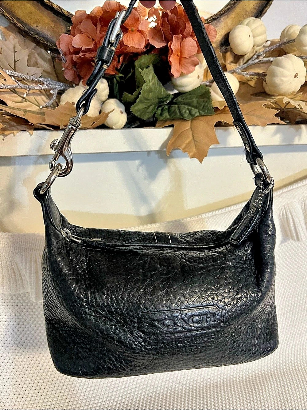 🖤 VINTAGE Y2K Coach Black Pebbled Leather Soho Mini Hobo Bag 🖤